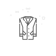 Men's Coat Vector Line Icon, Symbol, Pictogram, Sign. Light Abstract Geometric Background. Editable Stroke