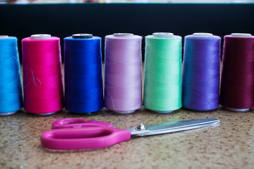 Babin threads in a sewing workshop