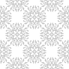 Floral white background with gray seamless pattern