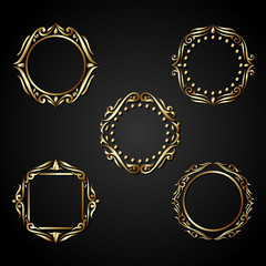 luxury gold circle frame vector