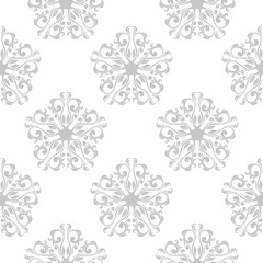 Gray seamless floral pattern on white background