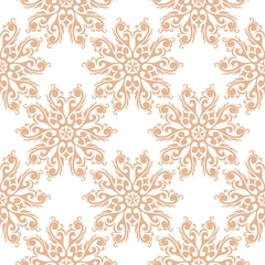 Schilderijen op glas Brown floral seamless pattern on white background © Liudmyla