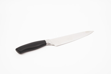 Chef's kitchen knife isolated on white background.