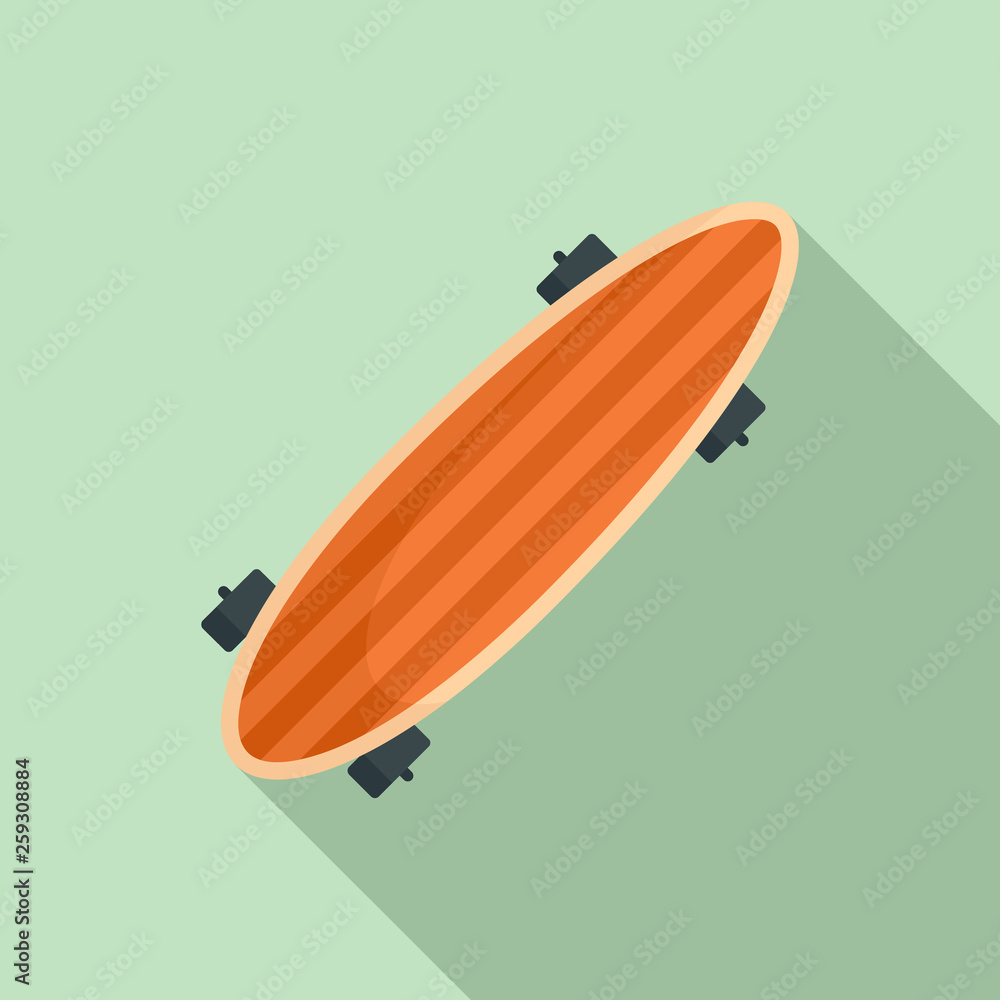 Wall mural long board skateboard icon. flat illustration of long board skateboard vector icon for web design