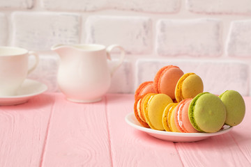 Stack of macarons, macaroons French cookie