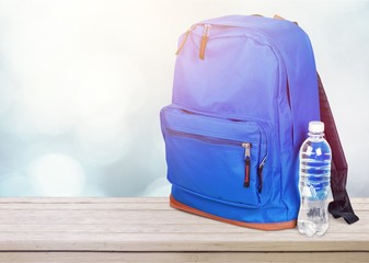 School backpack back bag book blue stationery