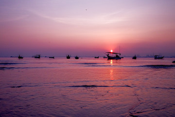 Beautiful sunrise near the beach in Penang Malaysia early in the morning