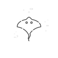 Stingray Vector Line Icon, Symbol, Pictogram, Sign. Light Abstract Geometric Background. Editable Stroke