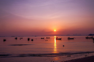 Beautiful Silhouette view during sunrise near the beach in Penang Malaysia