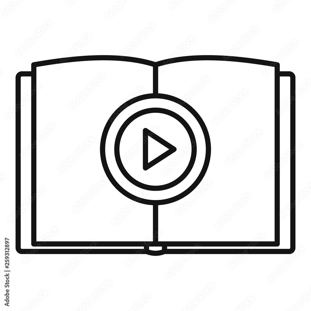 Poster online book learning icon. outline online book learning vector icon for web design isolated on white
