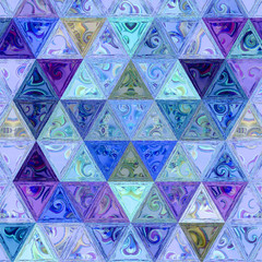 Cover design with blue and violet triangles. Grunge collection.