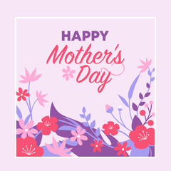 Happy Mother's day card with blossoming flowers