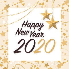Fototapeta na wymiar Happy new year design with golden stars