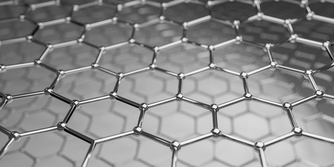 Graphene molecular nano technology structure on a background - 3d rendering