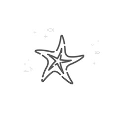 Obraz na płótnie Canvas Starfish Vector Line Icon, Symbol, Pictogram, Sign. Light Abstract Geometric Background. Editable Stroke