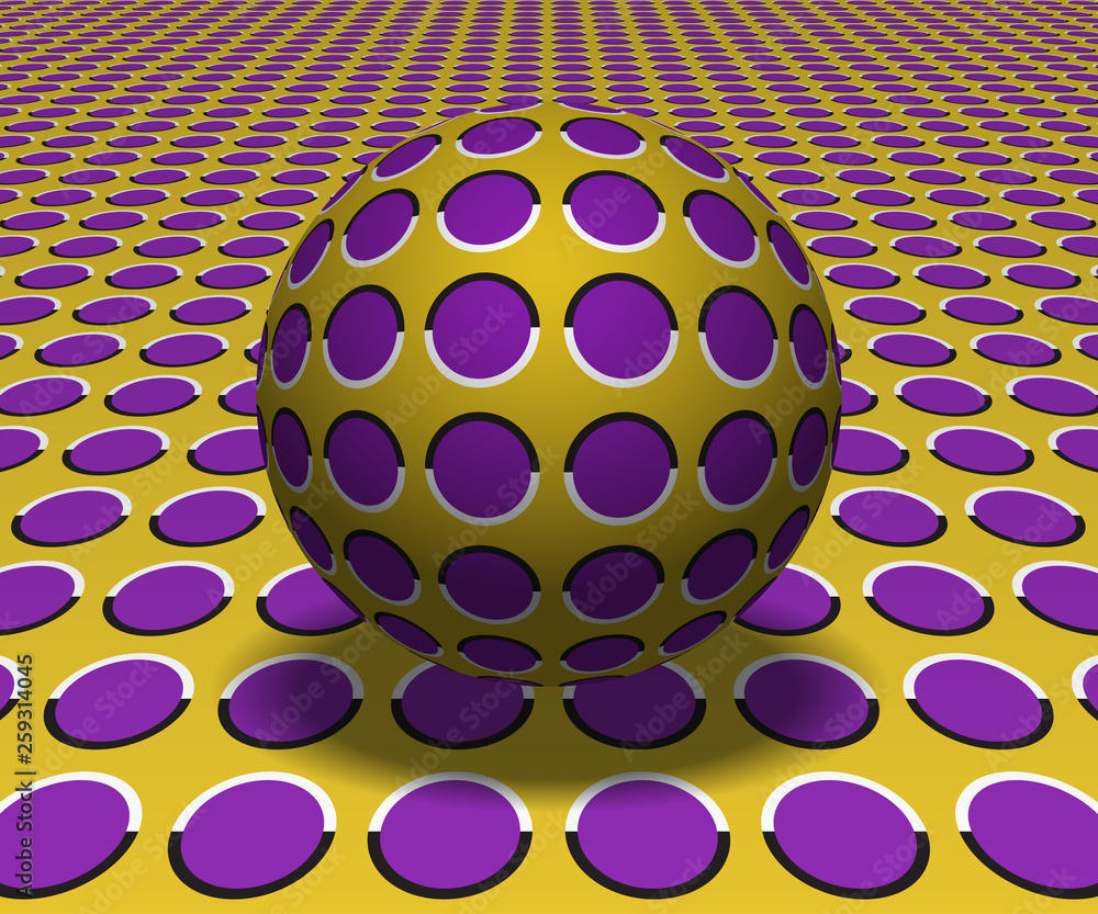 Aufkleber sphere hovers above the surface. abstract objects with polka dots pattern. vector optical illusion i