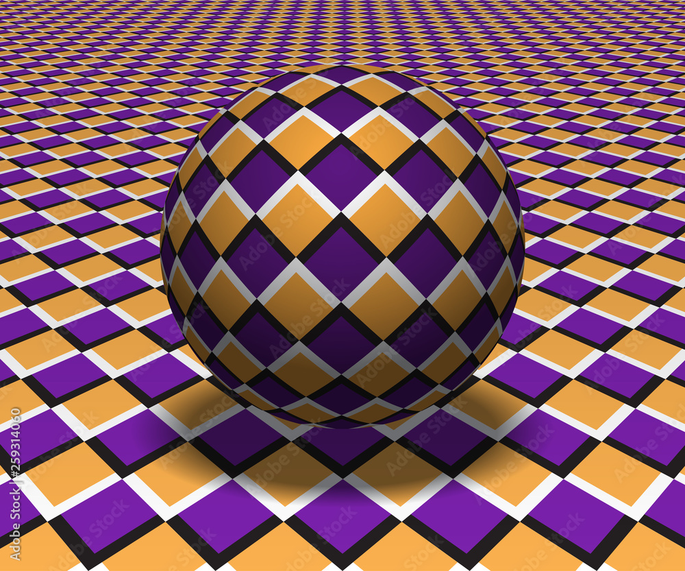 Aufkleber sphere hovers above the surface. abstract objects with checkered pattern. vector optical illusion il