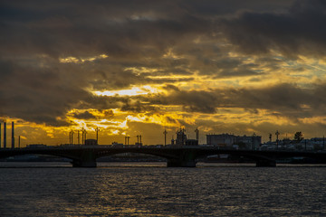 Naklejka premium Saint Petersburg. Sunset. Neva river.