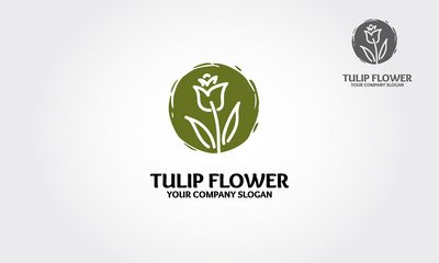 Tulip Flower Vector Logo Template. Logo suitable for any business, flower shops, ikebana, other flower arrangements, health, wellness, fitness, yoga and spa centers, wedding, cosmetics, eco products.