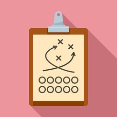 American football tactical clipboard icon. Flat illustration of american football tactical clipboard vector icon for web design