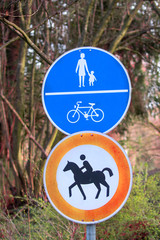 riding forbidden sign, road warning