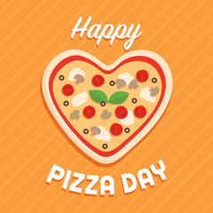 Pizza day celebration design with heart shaped pizza