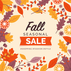 Fall seasonal sale promotional card design