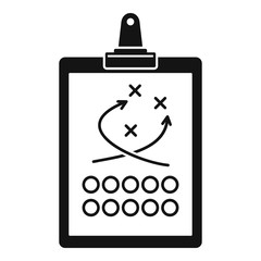 American football tactical clipboard icon. Simple illustration of american football tactical clipboard vector icon for web design isolated on white background