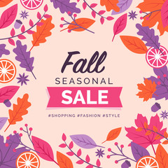 Fall seasonal sale promotional card design