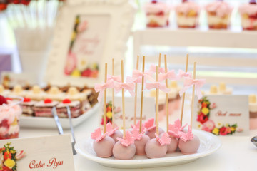 Delicious sweets on table