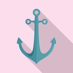 Ship anchor icon. Flat illustration of ship anchor vector icon for web design