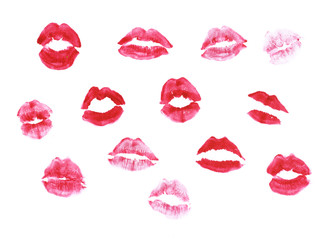Lipstick kiss print isolated set