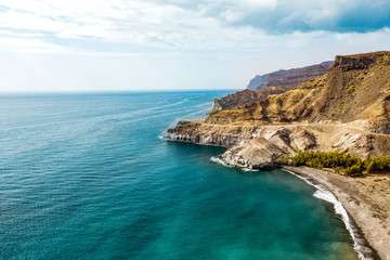 Fototapeta na wymiar Summer aerial photo of beach and ocean. Gran Canaria landscape. 