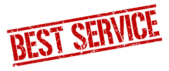 best service red grunge square vintage rubber stamp