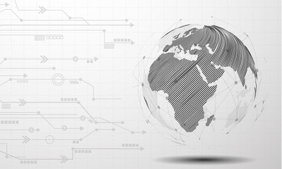 Network connection line composition concept mesh, earth vector