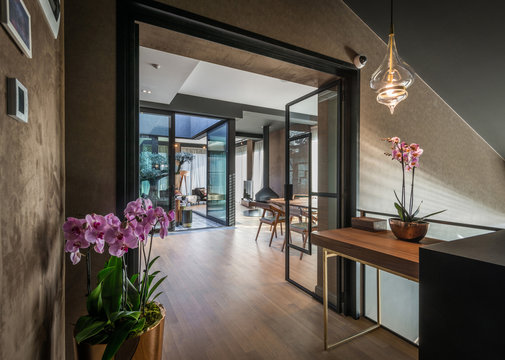 Interior of modern luxury penthouse apartment