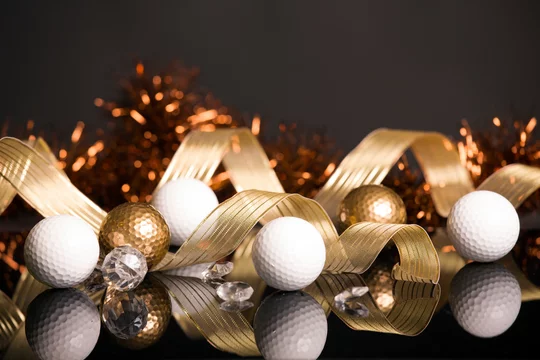 Golf Christmas with golden and white balls on black background Stock Photo  | Adobe Stock