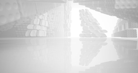 White smooth abstract architectural background. 3D illustration and rendering