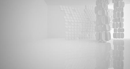 White smooth abstract architectural background. 3D illustration and rendering