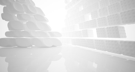 White smooth abstract architectural background. 3D illustration and rendering