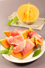 fresh melon and ham