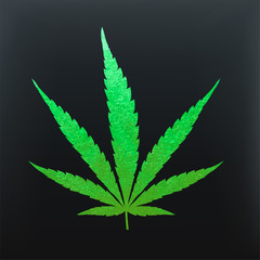 Green metallic cannabis leaf vector