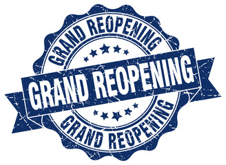 grand reopening stamp. sign. seal