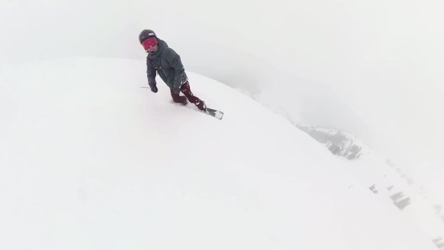 Snowboarding Selfie Deep Fresh Powder Snow On The Top Of A Colorado Vail Mountain