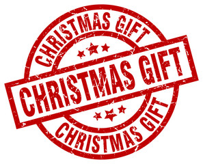 christmas gift round red grunge stamp