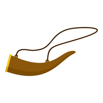 Hunting horn icon. Flat illustration of hunting horn vector icon for web design