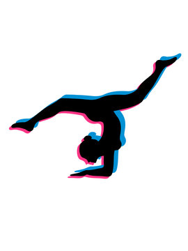 3d gymnastik sport turnen ballette m&auml;dchen frau weiblich tunerin silhouette logo clipart yoga verein