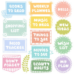 Bullet journal hand drawn vector elements for notebook, diary and planner.