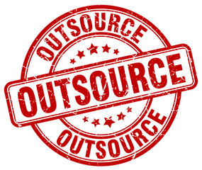 outsource red grunge round vintage rubber stamp