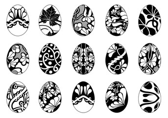 Set of different easter eggs isolated on white